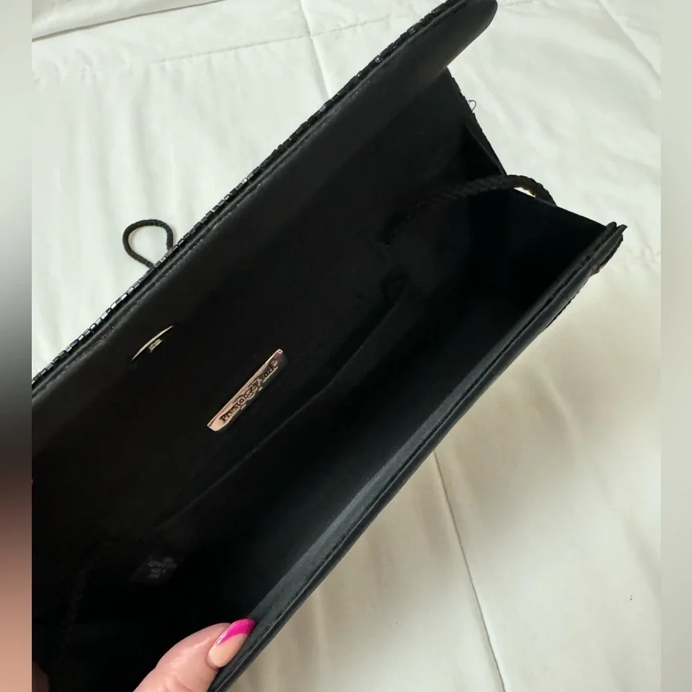 VTG Preston & York Elegant Beaded Satin Black Evening Clutch Shoulder Bag 90’s - Picture 14 of 15
